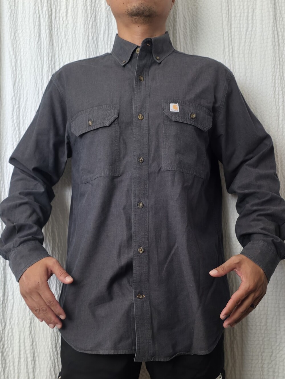 Carhartt Relaxed Fit Gray Button-up Shirt Large